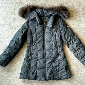 Post Card Brown Quilted Puffer w/ Fur Collar
